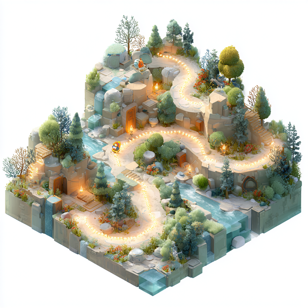 A SchoolHouse quest map with a glowing trail.